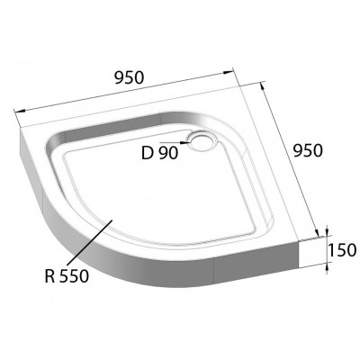 Душевой акриловый поддон 90х90х15см Belbagno TRAY-BB-R-90-550-15-W
