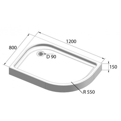 Душевой поддон 120х80х15см Belbagno TRAY-BB-RH-120/80-550-15-W-L