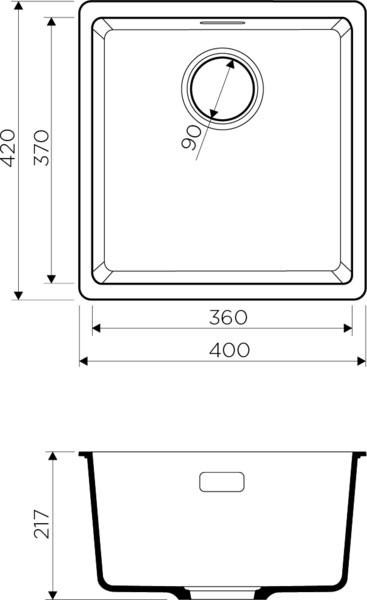 Мойка гранитная серая 40 см, Omoikiri, Kata 40-U-GR