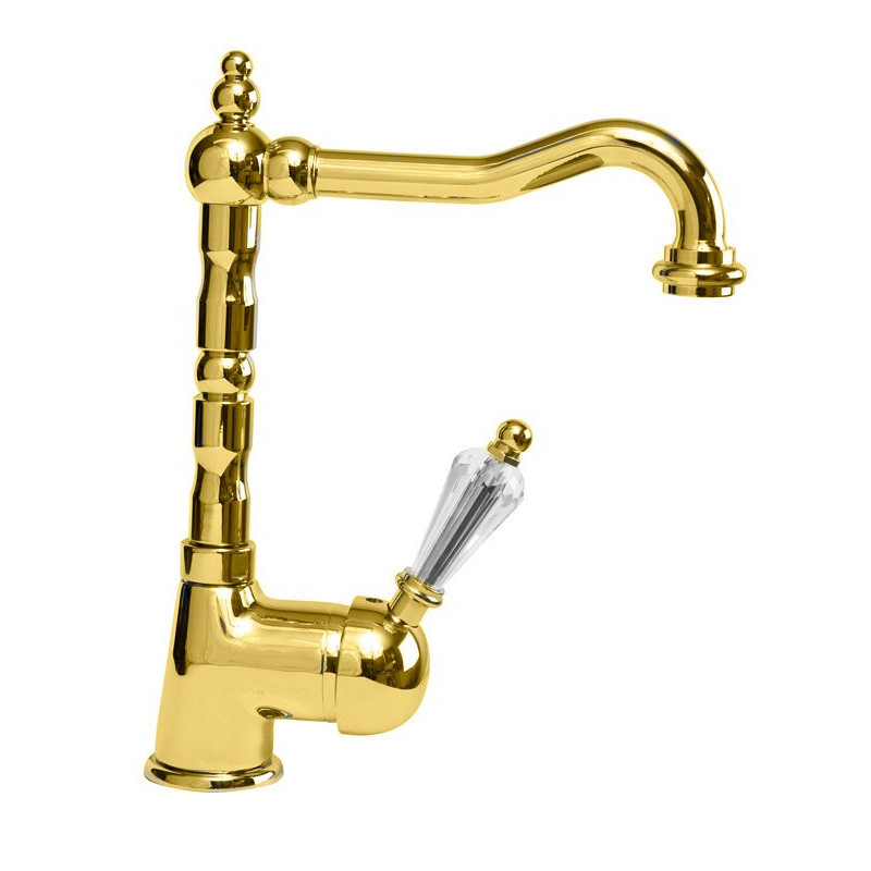 Смеситель для раковины Cezares VINTAGE-LSM2-03/24-Sw золото ручка Swarovski