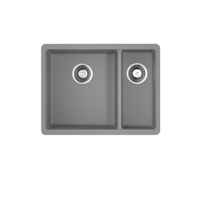 Мойка гранитная серая две чаши 55 см, Omoikiri, Kata 55-2-U-GR