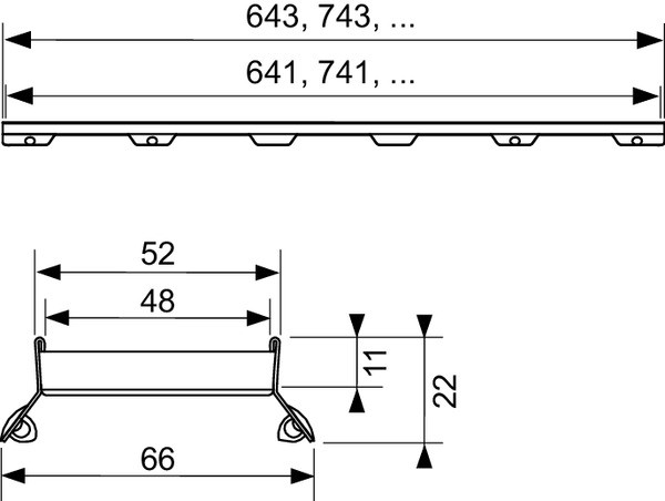 Основа для плитки TECEdrainline "plate II" 700 мм нержавеющая сталь, прямая 600772