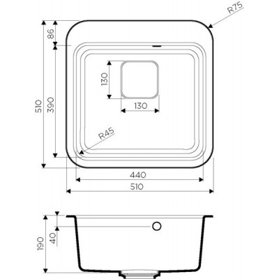 Мойка гранитная серая 51 см, Omoikiri, Tasogare 51-GR