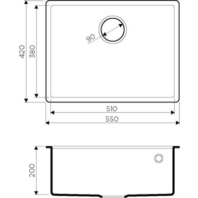Мойка гранитная черная 54 см, Omoikiri, Tedori 54-U-BL