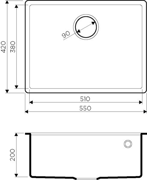 Мойка гранитная черная 54 см, Omoikiri, Tedori 54-U-BL