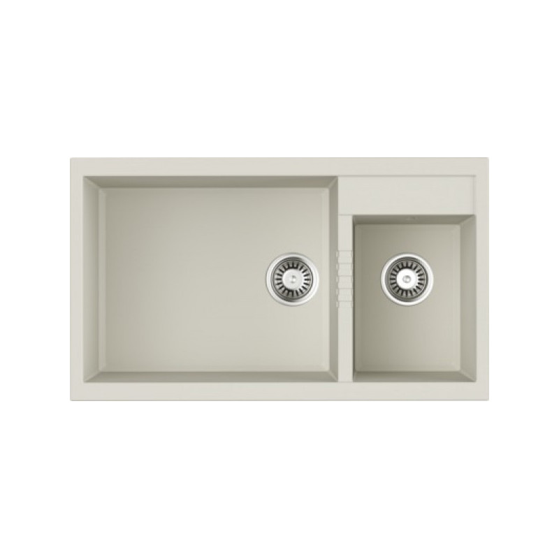 Мойка гранитная белая две чаши справа 86 см, Omoikiri, Tedori 86-2-LB-WH
