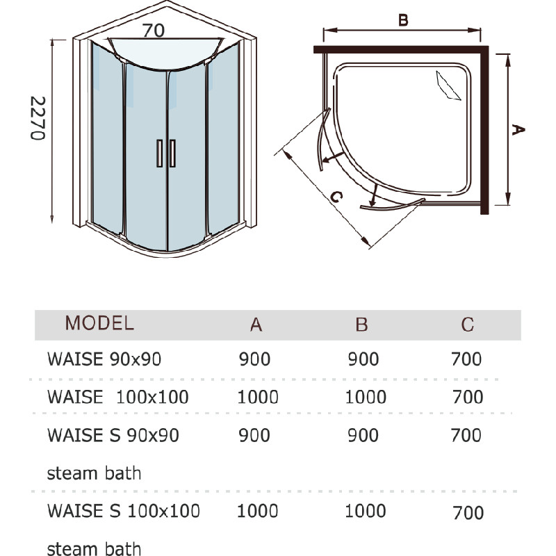 Душевая кабина 100х100х220см, Welt Wasser, WW WAISE 100/100