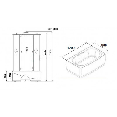 Душевая кабина 120x80х220см Niagara NG-307-01R стекло мозаика