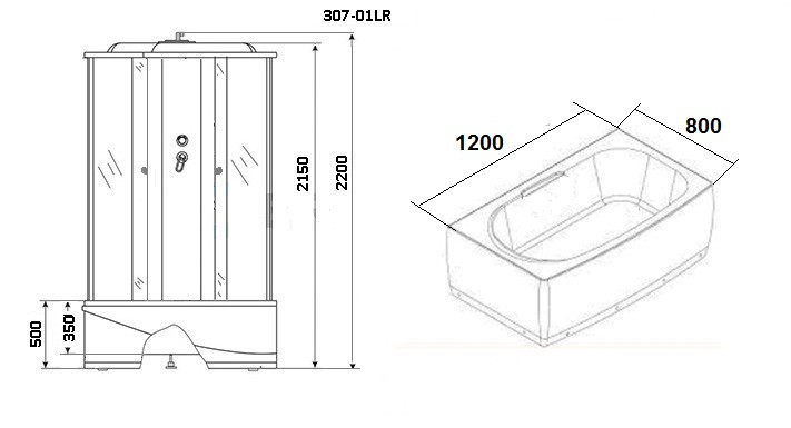 Душевая кабина 120x80х220см Niagara NG-307-01L левая стекло мозаика