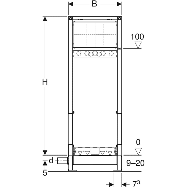Инсталляция Geberit Duofix д/душевых систем 130см с водоотводом в стене, настенным смесителем д/скрытого монтажа