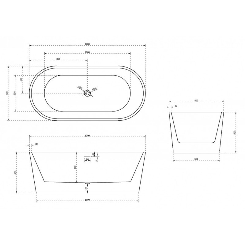 Акриловая отдельностоящая ванна ABBER AB9209B