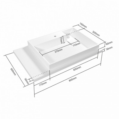 Раковина над стиральной машиной СанТа Юпитер 80x50 правая чаша
