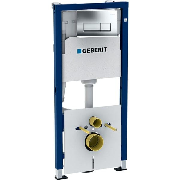 Инсталляция Geberit Duofix для унитаза, 112 см, со смывным бачком скрытого монтажа Delta 12 см, клавиша Delta51 гл.хром