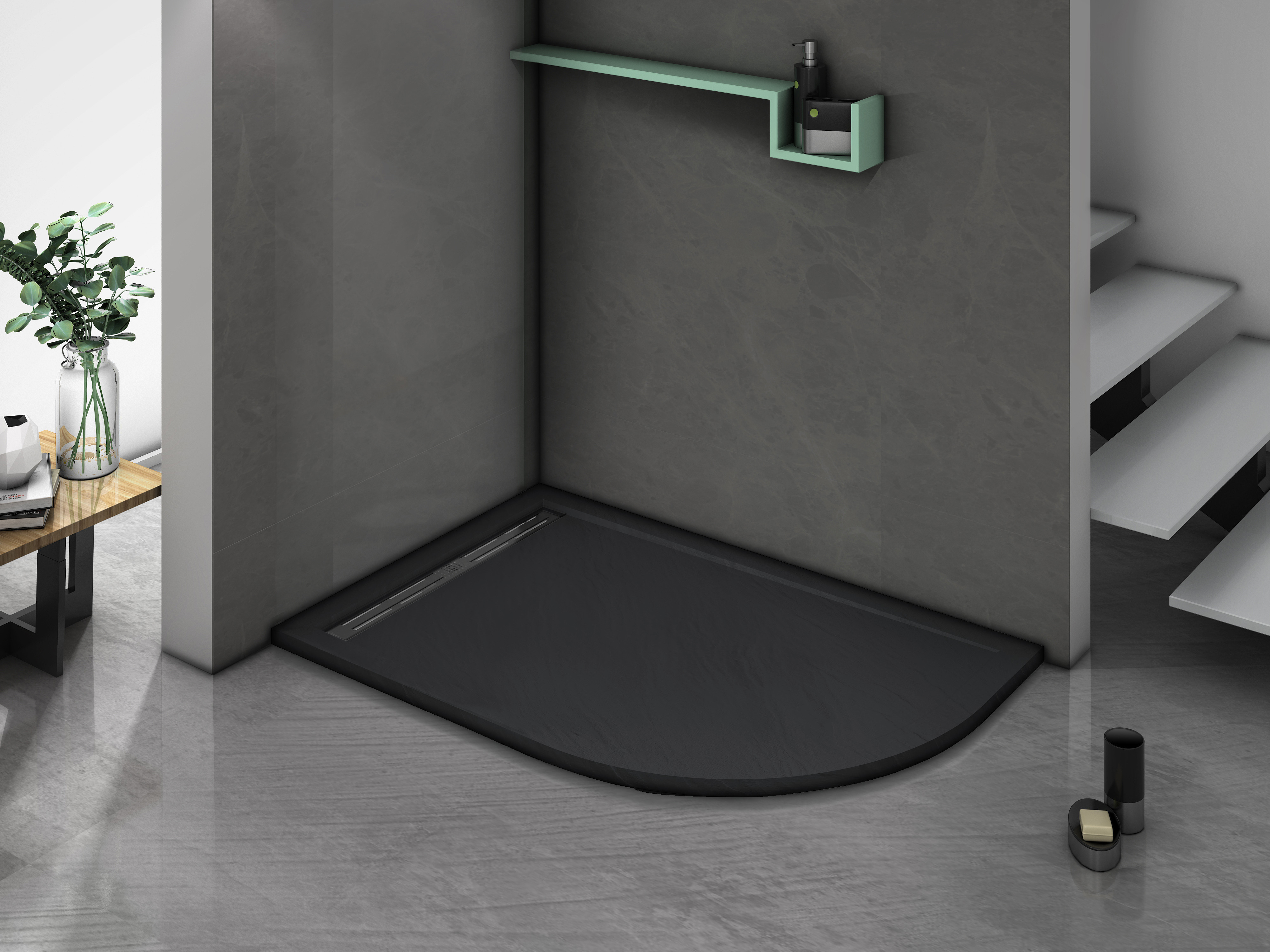 Душевой поддон 120х80х30 см, Welt Wasser, WW TRR 12080 STONE-BL L