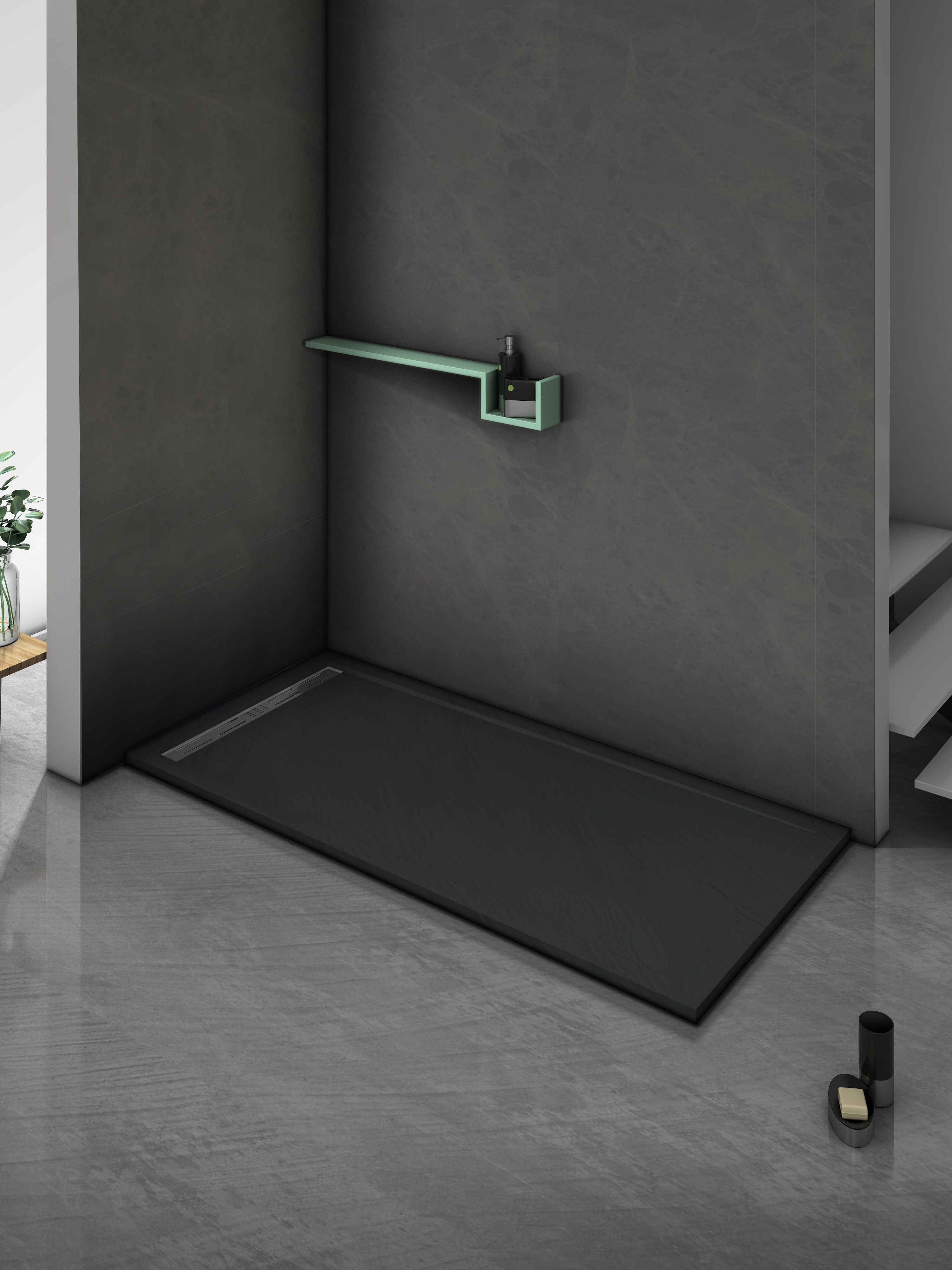 Душевой поддон 140х80х30 см, Welt Wasser, WW TRS 14080 STONE-BL