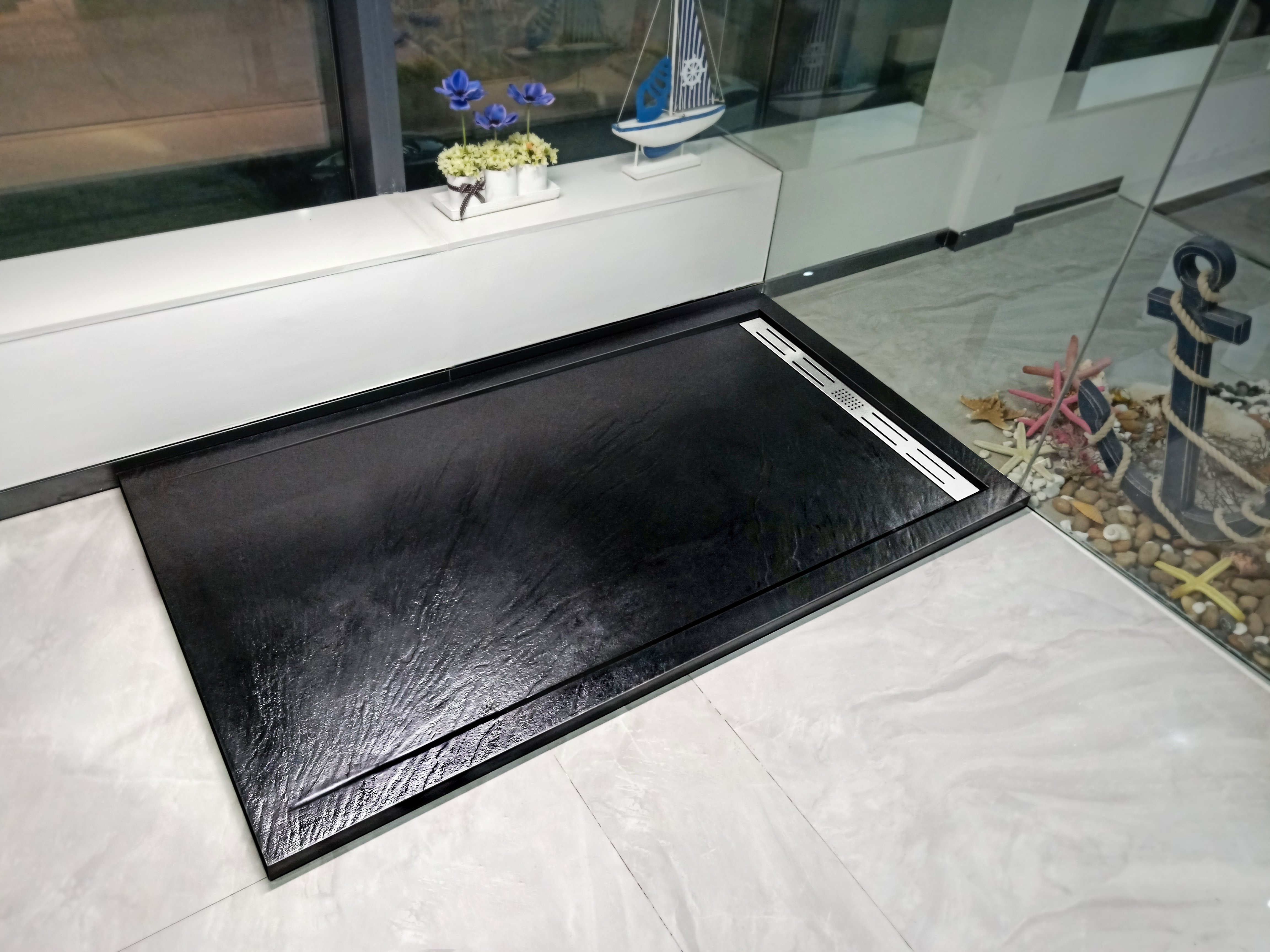 Душевой поддон 140х80х30 см, Welt Wasser, WW TRS 14080 STONE-BL