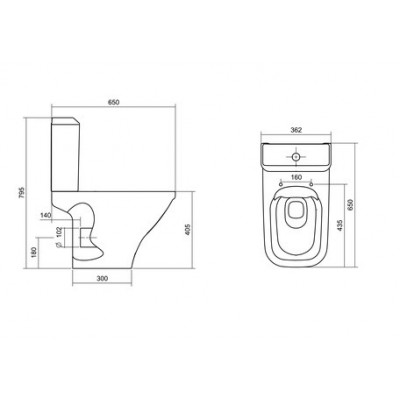 Унитаз-компакт Santek Лайн с горизонтальным выпуском, rimless 1WH501573