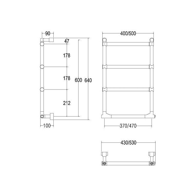 Полотенцесушитель Margaroli Sole 512 500x600 электрический золото шлифованное 5124704BGB