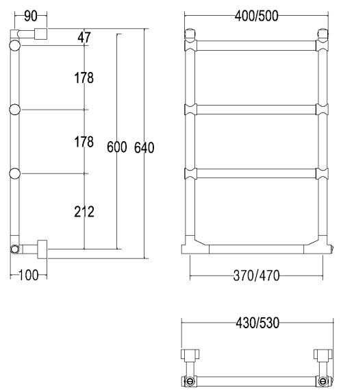 Полотенцесушитель Margaroli Sole 512 500x600 электрический золото шлифованное 5124704BGB