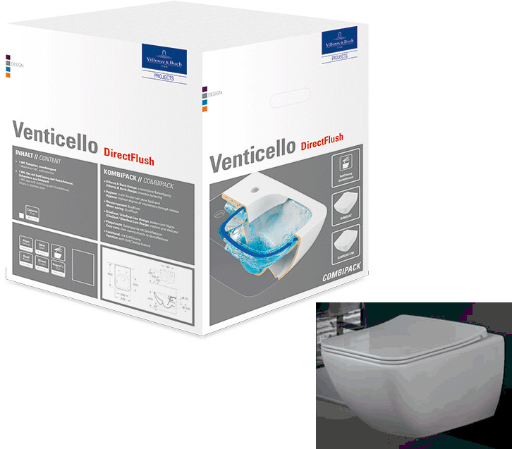 Унитаз подвесной с сидением Villeroy & Boch Venticello 4611RL Альпийский белый CeramicPlus SlimSeat LINE (Sandwich)
