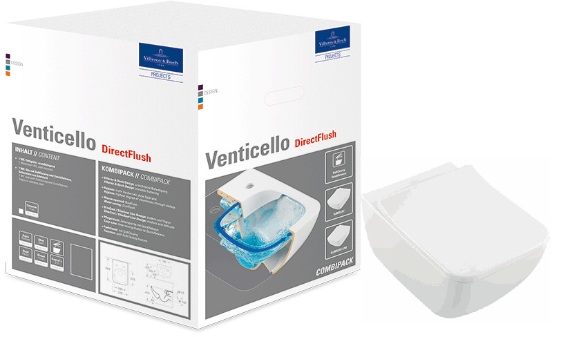 Унитаз подвесной с сидением Villeroy & Boch Venticello Альпийский белый CeramicPlus SlimSeat (Wrapover)