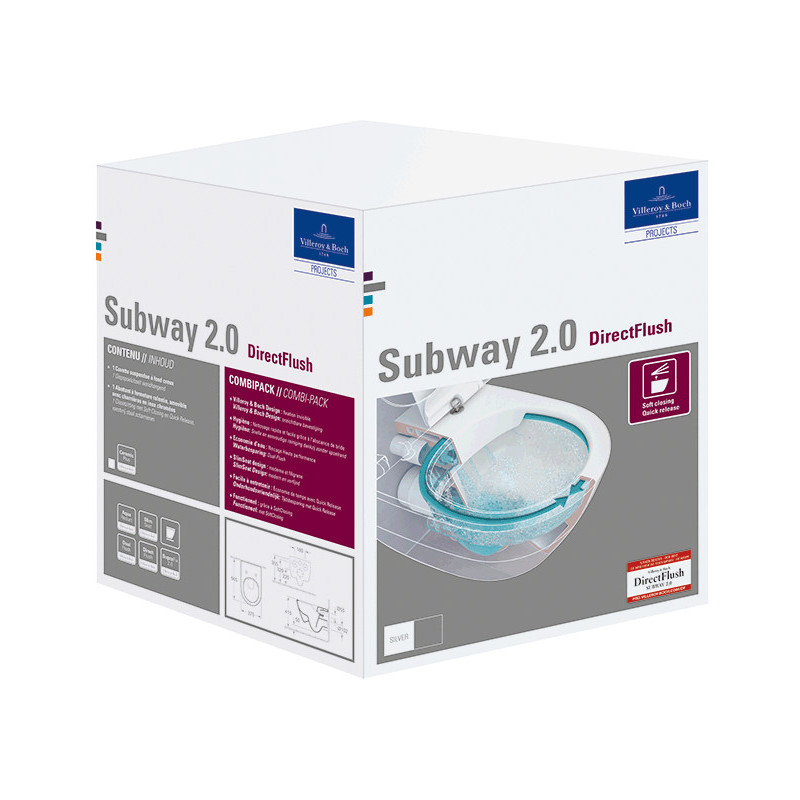 Унитаз подвесной с сидением Villeroy & Boch Subway 2.0 Альпийский белый CeramicPlus