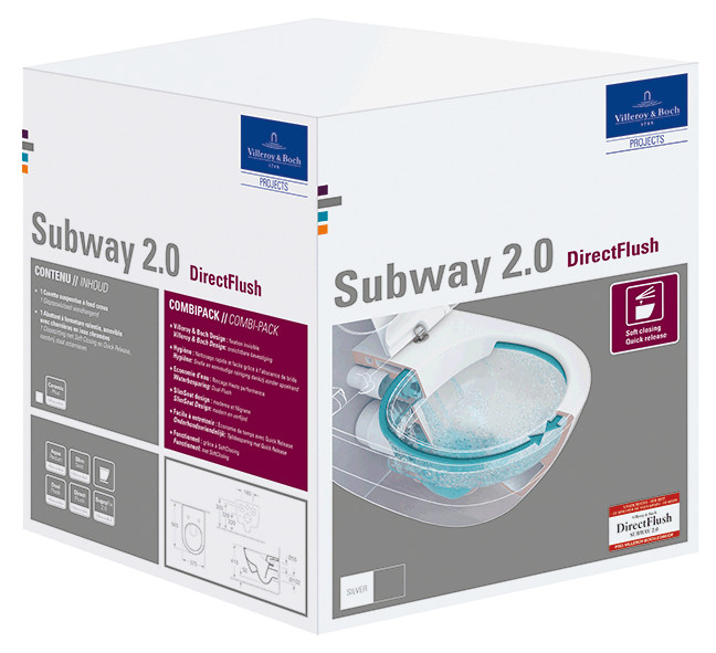Унитаз подвесной с сидением Villeroy & Boch Subway 2.0 Альпийский белый CeramicPlus
