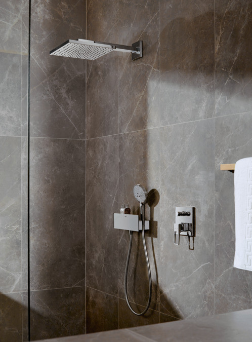 Верхний душ 300 1jet с держателем Hansgrohe Raindance E полированное золото
