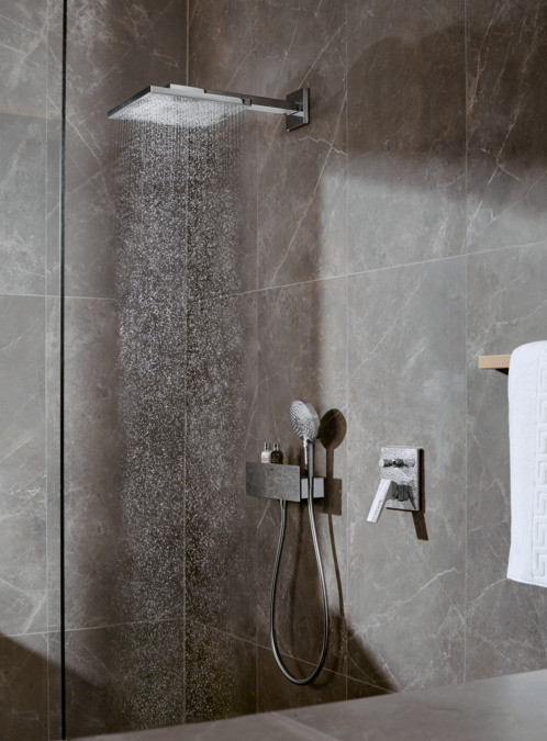 Верхний душ 300 1jet с держателем Hansgrohe Raindance E полированное золото