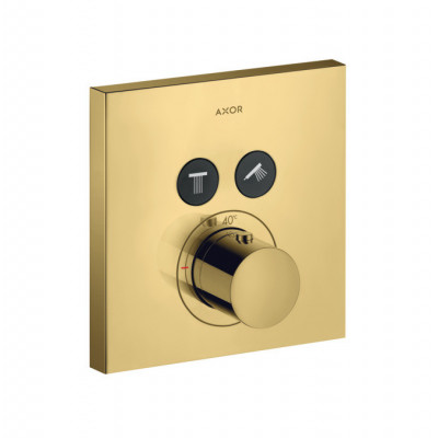 Термостат для 2 потребителей AXOR ShowerSelect, скрытого монтажа, квадратный, полированное золото