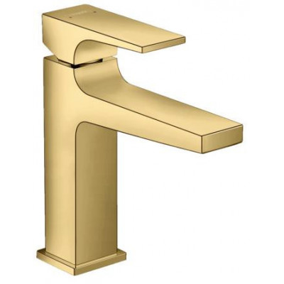 Смеситель для раковины 110 Hansgrohe Metropol, однорычажный, с рычаговой рукояткой, со сливным клапаном Push-Open, полир. золото