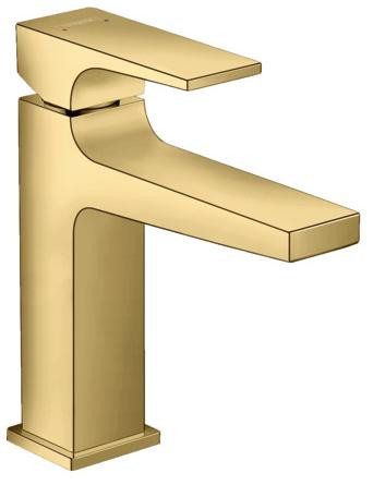 Смеситель для раковины 110 Hansgrohe Metropol, однорычажный, с рычаговой рукояткой, со сливным клапаном Push-Open, полир. золото