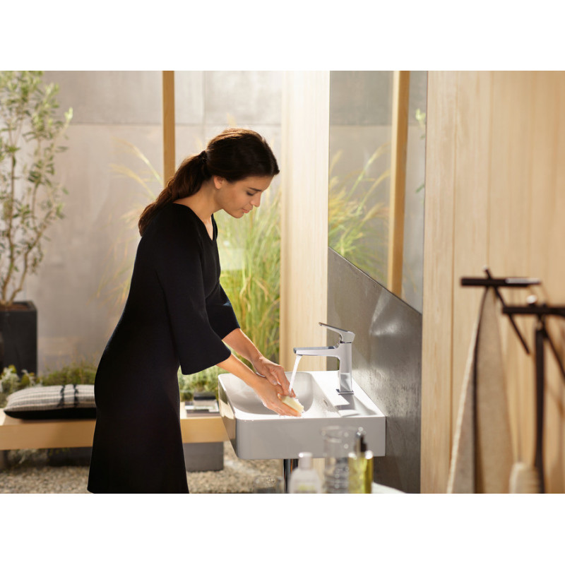 Смеситель для раковины 110 Hansgrohe Metropol, однорычажный, с рычаговой рукояткой, со сливным клапаном Push-Open, полир. золото