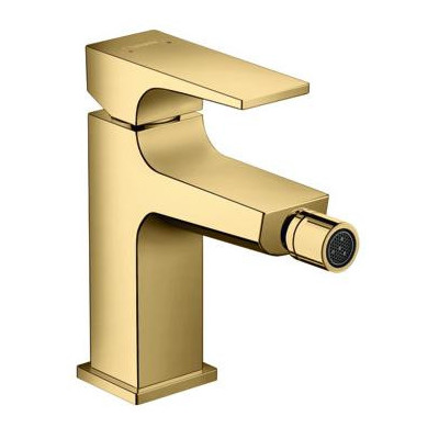 Смеситель для биде Hansgrohe Metropol, однорычажный, со сливным клапаном Push-Open, полированное золото
