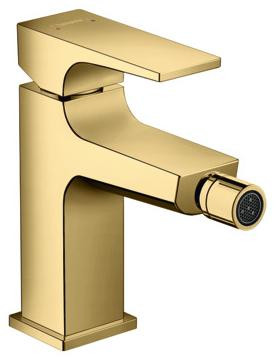 Смеситель для биде Hansgrohe Metropol, однорычажный, со сливным клапаном Push-Open, полированное золото