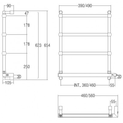 Полотенцесушитель Margaroli Sole 542/TS 460x627 электрический золото 5124704GONBTS