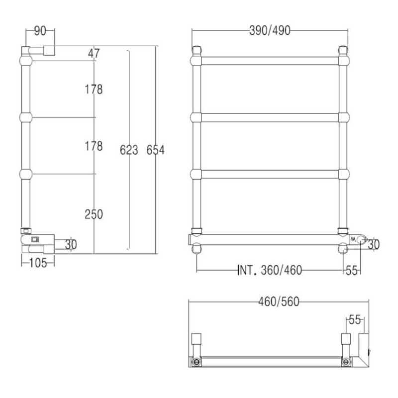 Полотенцесушитель Margaroli Sole 542/TS 460x627 электрический хром 5124704CRNBTS