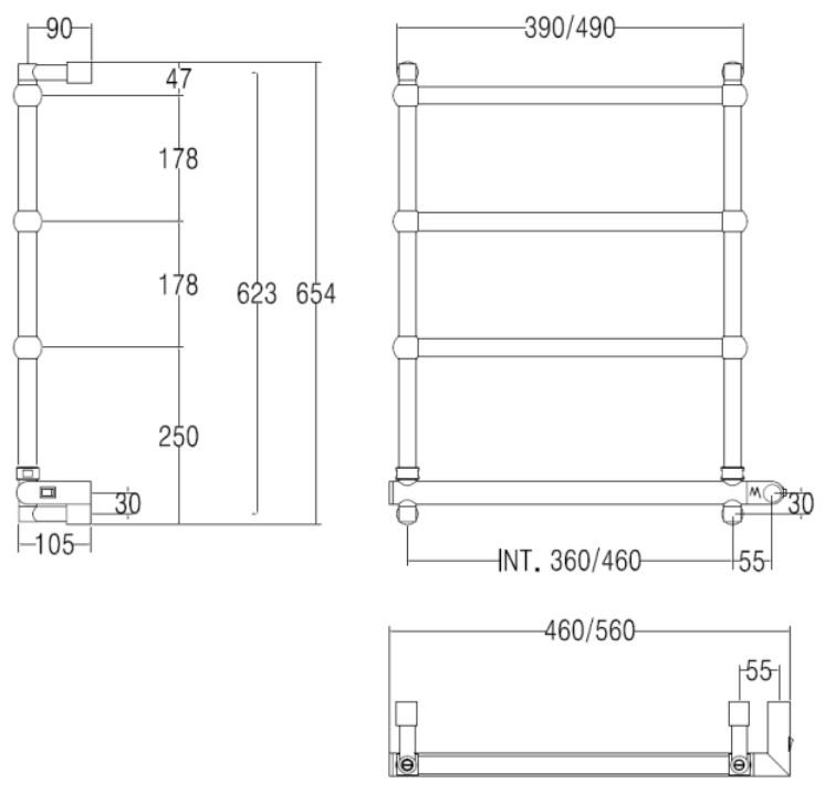 Полотенцесушитель Margaroli Sole 542/TS 460x627 электрический бронза/античная латунь 5424704OBNBTS