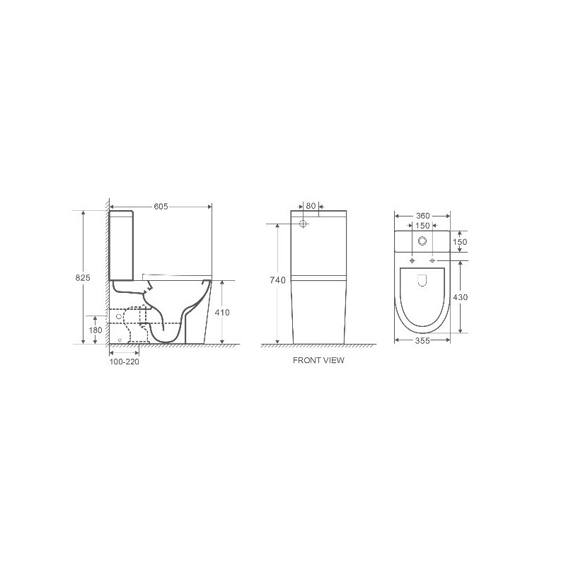 Унитаз-компакт безободковый с микролифтом, Welt Wasser, WW SALZBACH 001GL-WT