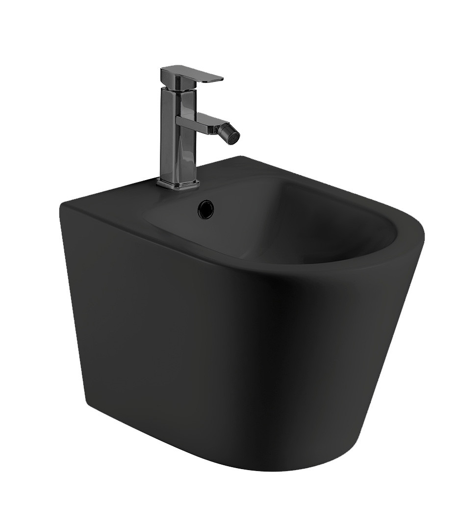 Биде подвесное безободковое черное, Welt Wasser, WW SALZBACH 005MT-BL