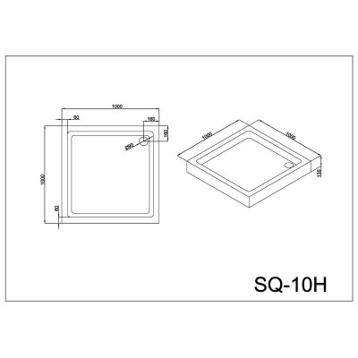 Душевой поддон 100х100х13.5 см, Black & White, SQ-10H