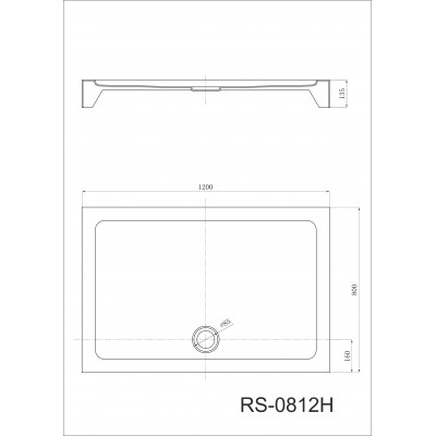 Душевой поддон 120х80х13.5 см, Black & White, RS-0812H
