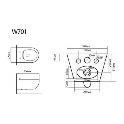 Подвесной унитаз Black & White W701, безободковый, с покрытием Anti-Dirt