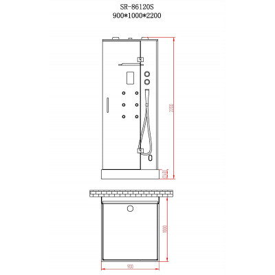 Душевая кабина 100х90х220 см, ORANS, SR-86120S