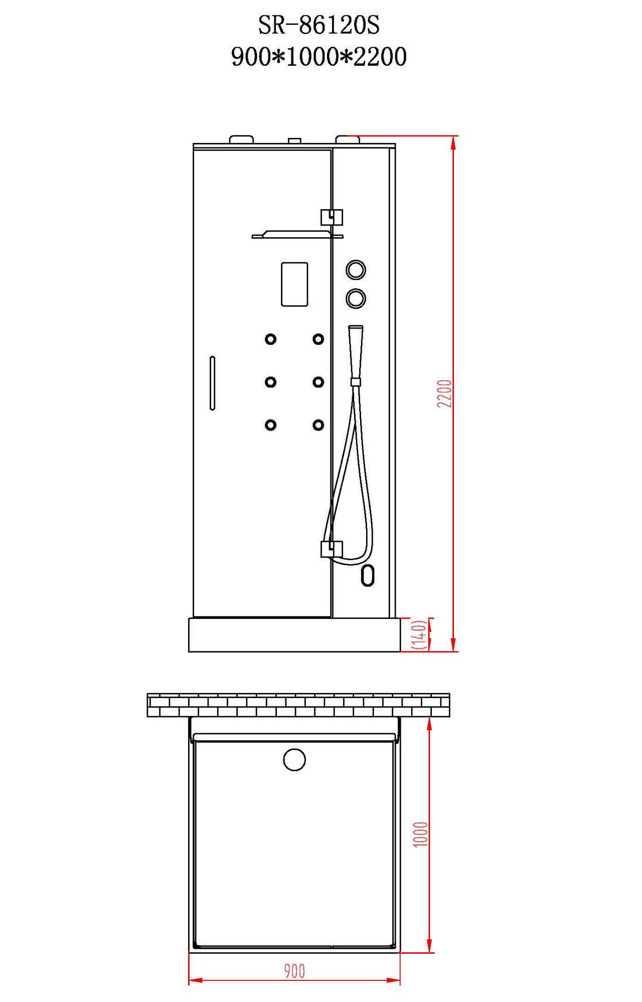 Душевая кабина 100х90х220 см, ORANS, SR-86120S