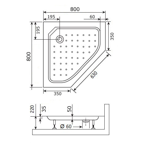Душевой поддон 80х80х22 см, RGW, STYLE-TRДушевой поддон 80x80