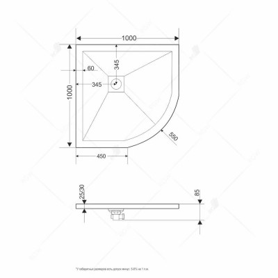 Душевой поддон 100х100х8.5 см, RGW, ST/R-WДушевой поддон 100x100