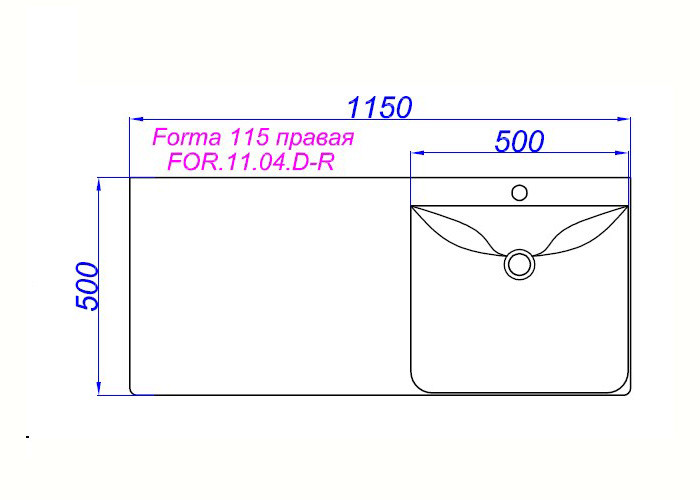 Умывальник мебельный Forma 115 правая