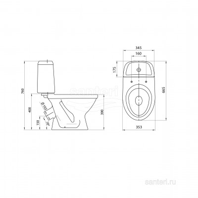 Унитаз-компакт Santeri Прайм белый 1.P205.4.S00.00B.F