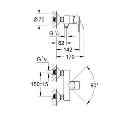 Смеситель однорычажный для ванны Grohe Essence на 4 отверстия, 19578 хром